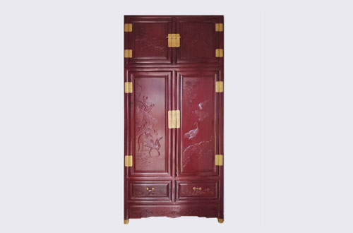 黔西南高端中式家居装修深红色纯实木衣柜