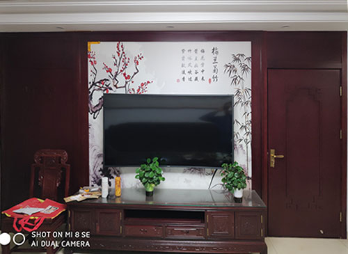 黔西南中式家庭装修电视柜效果展示